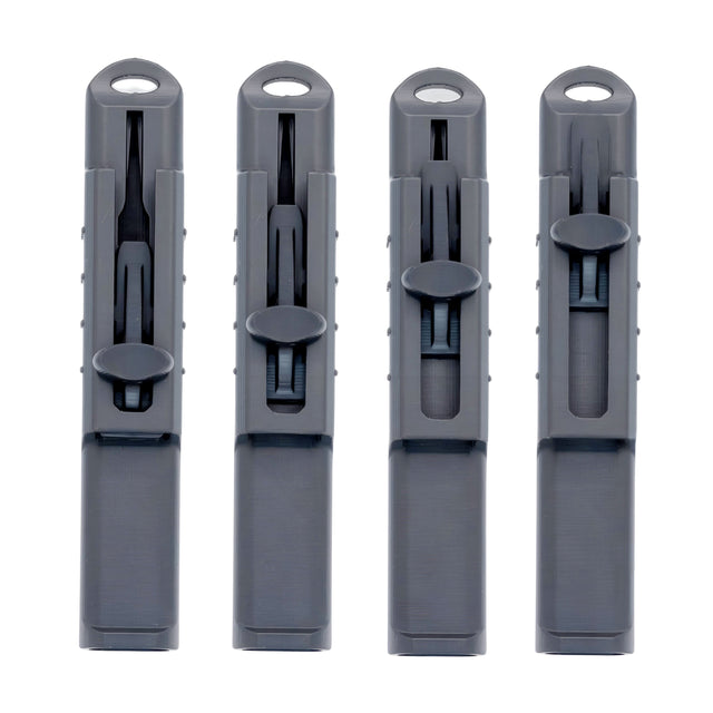 Four front views of the Vocal Trainer showing different sliding piece positions.