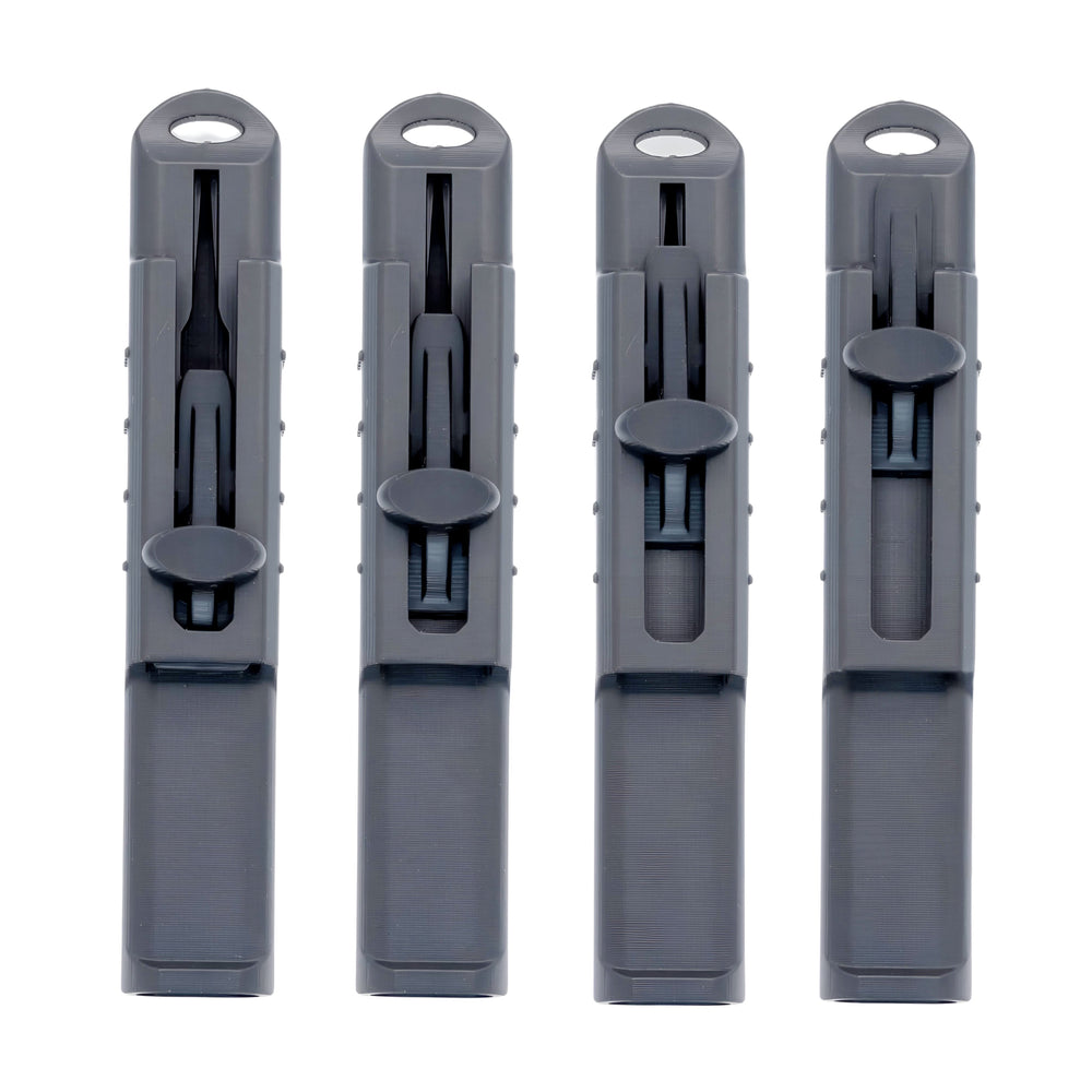 Four front views of the Vocal Trainer showing different sliding piece positions.