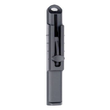 Slightly angled front view of the Vocal Trainer with the sliding piece in the open position.