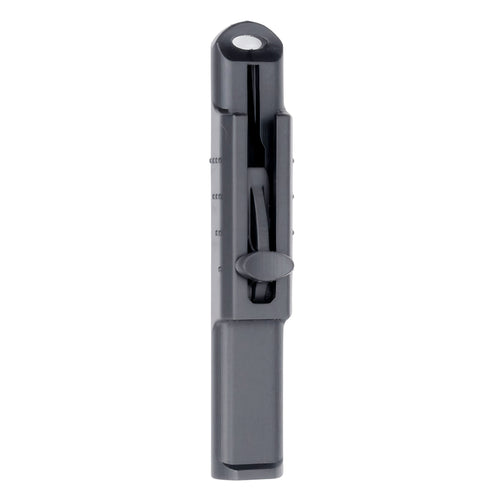 Slightly angled front view of the Vocal Trainer with the sliding piece in the open position.
